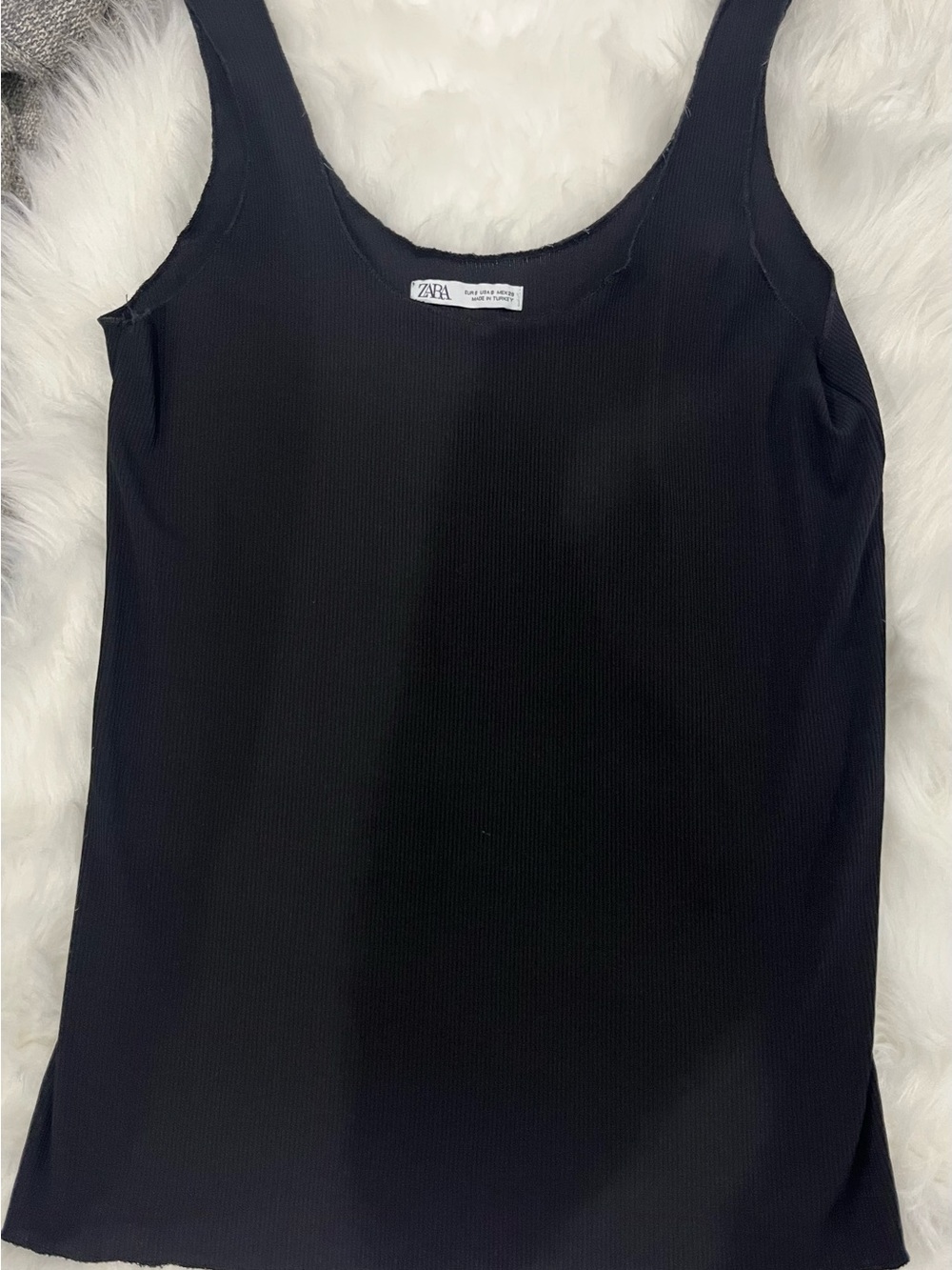 ZARA Black Ribbed Scoop Neck Tank Top